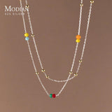 925 Silver Beads Multilevel Necklace For Women