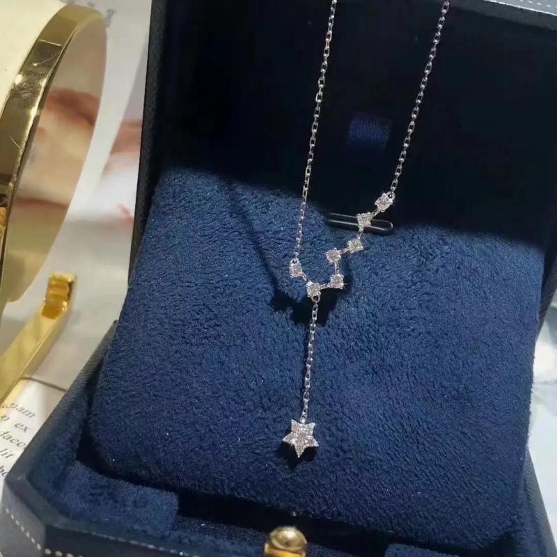 Diamond Star Long Necklace Pendant Elegant Charm Jewelry