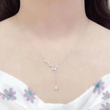 Diamond Star Long Necklace Pendant Elegant Charm Jewelry