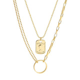 NC7106 18KT Pendant Necklace Double-layer Retro Head