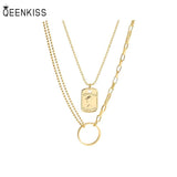 NC7106 18KT Pendant Necklace Double-layer Retro Head