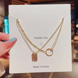 NC7106 18KT Pendant Necklace Double-layer Retro Head
