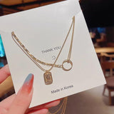 NC7106 18KT Pendant Necklace Double-layer Retro Head