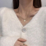 NC7106 18KT Pendant Necklace Double-layer Retro Head