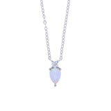 925 Silver Fire Opal Crown Pendant Necklace Wedding Jewelry