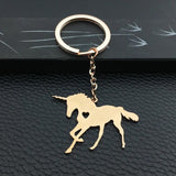 Silver Unicorn Keychain Horse Key Rings Name for Birthday Gift