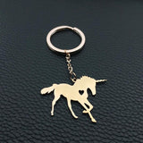 Silver Unicorn Keychain Horse Key Rings Name for Birthday Gift