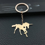 Silver Unicorn Keychain Horse Key Rings Name for Birthday Gift