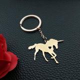 Silver Unicorn Keychain Horse Key Rings Name for Birthday Gift