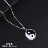 NC897 Titanium Steel Tai Chi Gossip Amulet Necklace