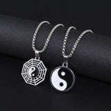 NC897 Titanium Steel Tai Chi Gossip Amulet Necklace