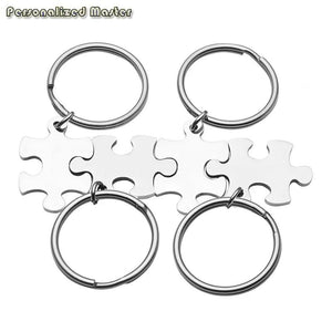 Stainless Steel Puzzle Key Chain Engraved Couple Keyring