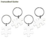Stainless Steel Puzzle Key Chain Engraved Couple Keyring