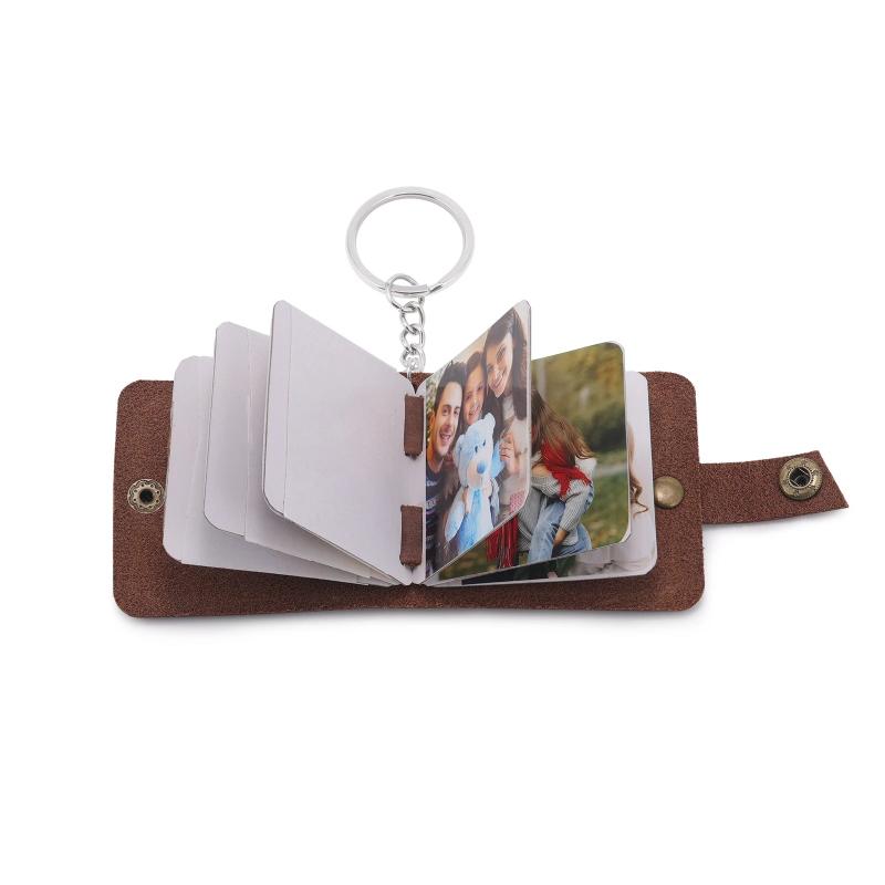 Custom Photo Album Keychains Vintage Style Brown Paper