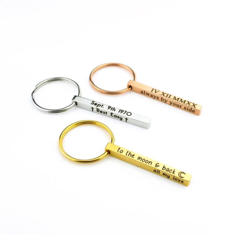 Cuboid Name Keychain Car Pendant Couple Gift