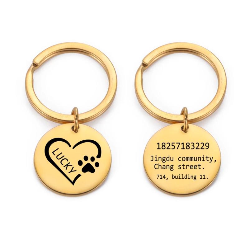 Sipuris Stainless Steel Pet Dog Engrave Name Plate Keychain