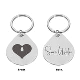 Water Droplet Shape Pendant Keychain Colorful Stainless Steel Keyring