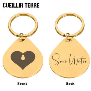 Water Droplet Shape Pendant Keychain Colorful Stainless Steel Keyring