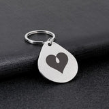 Water Droplet Shape Pendant Keychain Colorful Stainless Steel Keyring