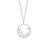925 Silver Dainty Choker Circle Chain Necklace Women CZ Star Charm