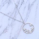 925 Silver Dainty Choker Circle Chain Necklace Women CZ Star Charm