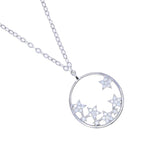 925 Silver Dainty Choker Circle Chain Necklace Women CZ Star Charm