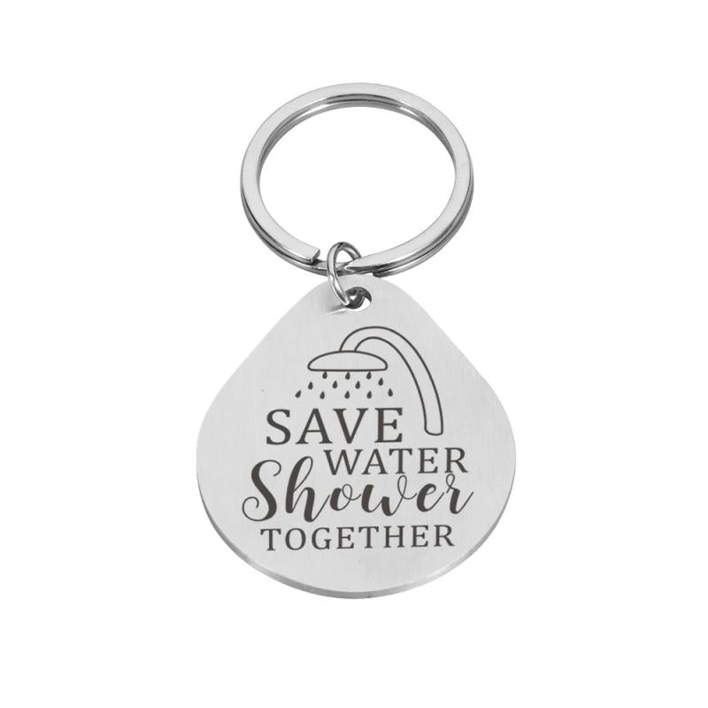 Water Droplet Shape Pendant Keychain Stainless Steel Keyring