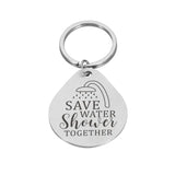 Water Droplet Shape Pendant Keychain Stainless Steel Keyring