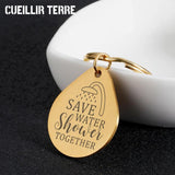 Water Droplet Shape Pendant Keychain Stainless Steel Keyring