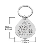 Water Droplet Shape Pendant Keychain Stainless Steel Keyring