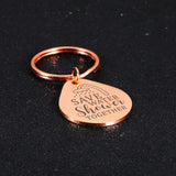 Water Droplet Shape Pendant Keychain Stainless Steel Keyring