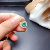 Heart-shaped Green Crystal Necklace Pendant for Ladies