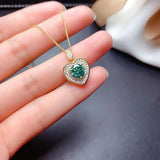 Heart-shaped Green Crystal Necklace Pendant for Ladies