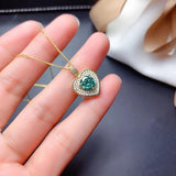 Heart-shaped Green Crystal Necklace Pendant for Ladies