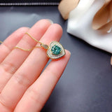 Heart-shaped Green Crystal Necklace Pendant for Ladies