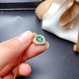 Heart-shaped Green Crystal Necklace Pendant for Ladies