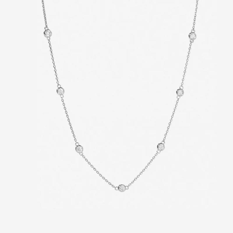 925 Silver Zircon CZ Choker Necklace Long Chain Wedding Crystal Jewels