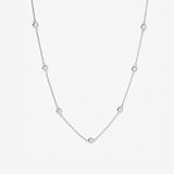 925 Silver Zircon CZ Choker Necklace Long Chain Wedding Crystal Jewels