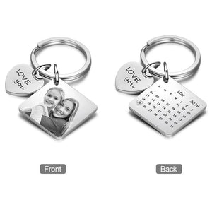 JewelOra Personalized Photo Keyring Name & Date Engraved Calendar
