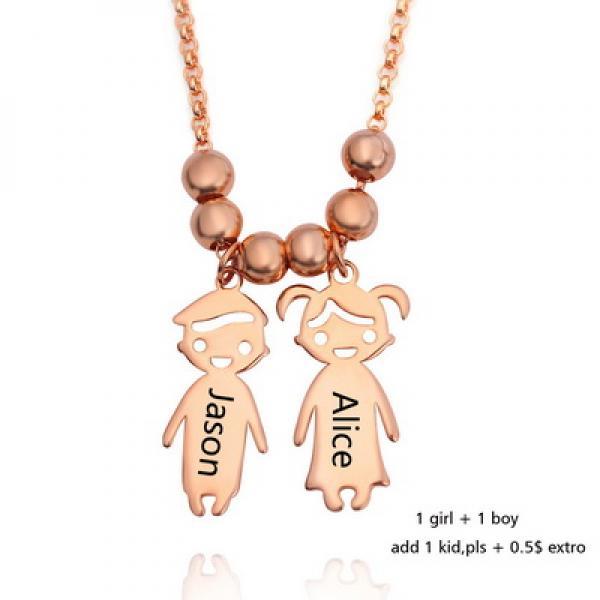 FLYANGEL Boy Girl DIY Engraved Name Necklace Jewelry Parents Memorial