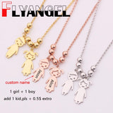 FLYANGEL Boy Girl DIY Engraved Name Necklace Jewelry Parents Memorial