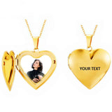 Custom Heart Photo Box Necklace - Engraved Stainless Steel