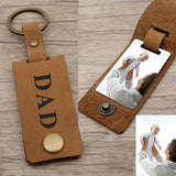 Personalised Dad Photo Keyring Leather Photo Keychain