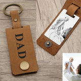 Personalised Dad Photo Keyring Leather Photo Keychain