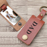 Personalised Dad Photo Keyring Leather Photo Keychain