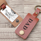 Personalised Dad Photo Keyring Leather Photo Keychain