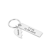 Personalized Stainless Steel Heart Keychain Engraved Name Charm Couple Gift