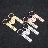 Personalized Stainless Steel Heart Keychain Engraved Name Charm Couple Gift