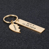 Personalized Stainless Steel Heart Keychain Engraved Name Charm Couple Gift