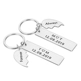 Personalized Stainless Steel Heart Keychain Engraved Name Charm Couple Gift